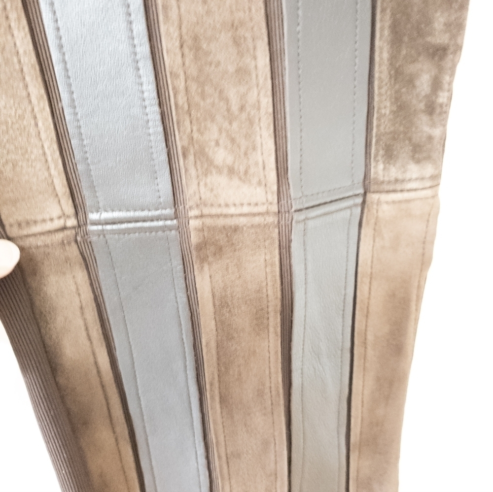 Vintage mosskito Y2K flared Leather striped flared Pants size Medium - Picture 4 of 7